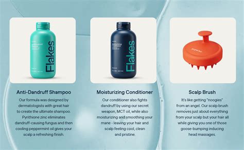 Infographic illustrating the three components of the Flakes Anti-Dandruff system and their benefits
