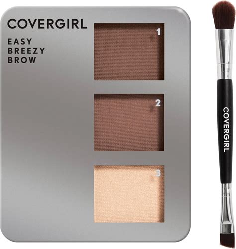 Image of the COVERGIRL Easy Breezy Brow Powder Kit, showcasing the three shades for filling, defining, and highlighting brows.
