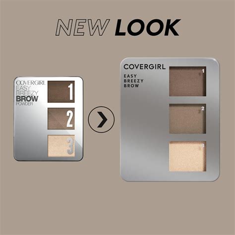 Infographic illustrating the step-by-step application of the Easy Breezy Brow Powder Kit for filling, defining, and highlighting.