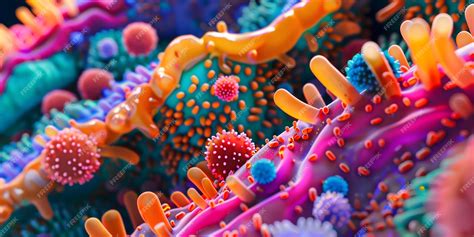 Illustration of a healthy scalp microbiome with diverse microorganisms