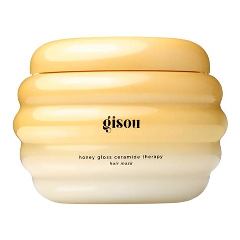 Gisou Honey Infused Gloss Hair Mask packaging and texture