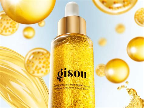 Close-up of Gisou Honey Infused Hair Repair Serum texture and ingredients