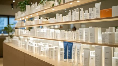 A display of various French skincare products on a pharmacy shelf.