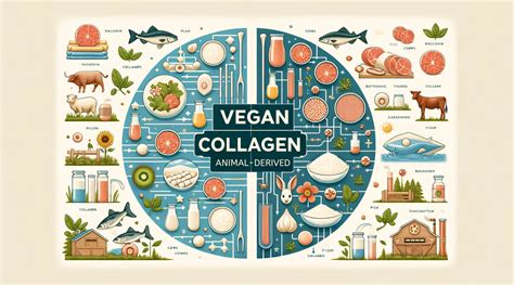 Illustration comparing animal-derived collagen and vegan collagen boosters