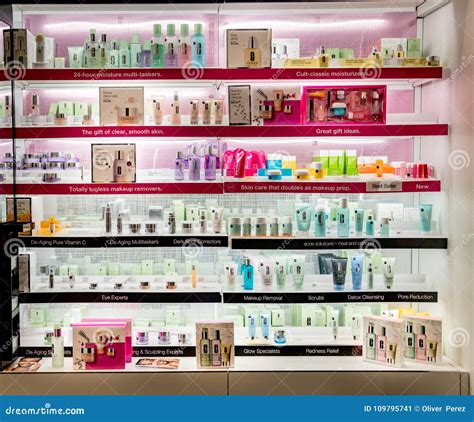 Interior of a Cosmetic Company Store outlet with Clinique products on display