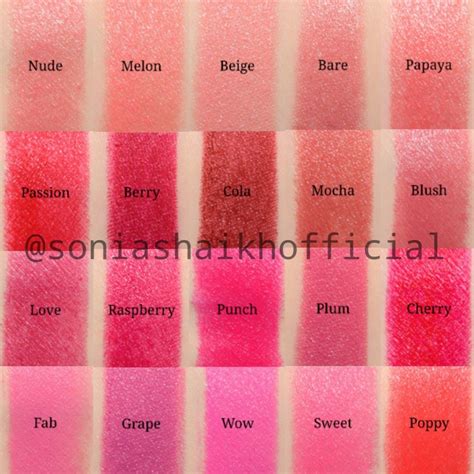 Swatches of lipstick shades, including Clinique dupes from Three Custom Color