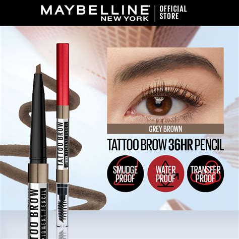 Close-up photo of the Maybelline Tattoo Brow 36HR Pigment Brow Pencil tip and spooley.