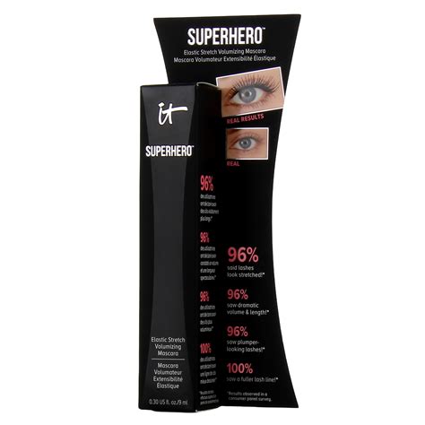 Infographic detailing the key beneficial ingredients in IT Cosmetics Superhero Mascara