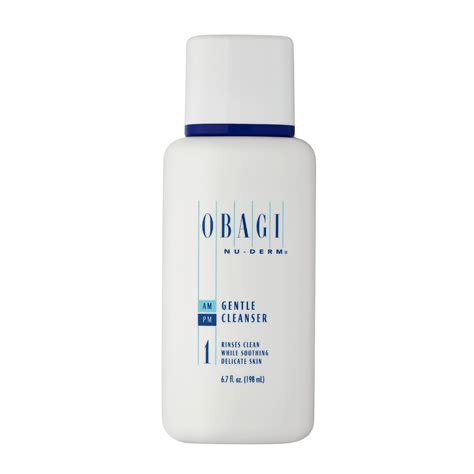 A split image showing a comparison between skin before and after using Obagi Gentle Cleanser, illustrating a cleaner and more refreshed appearance.