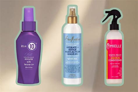 A collage of product packaging for various lightweight leave-in conditioners, highlighting key ingredients or benefits on the labels.