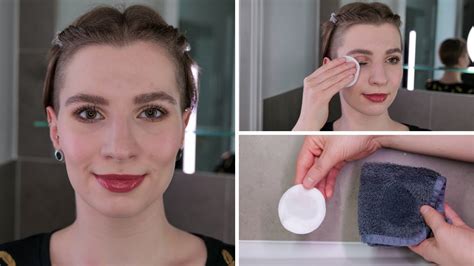 A cotton pad being used with micellar water to remove eye makeup.