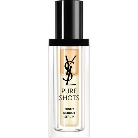 Sleek and luxurious packaging of the YSL Pure Shots Night Reboot Serum, highlighting its refillable design.