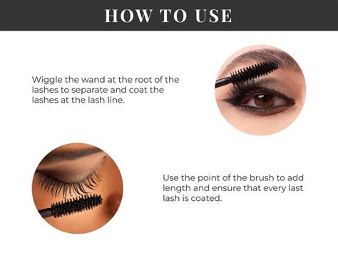 Illustration showing the correct way to apply mascara from root to tip with a slight wiggle.