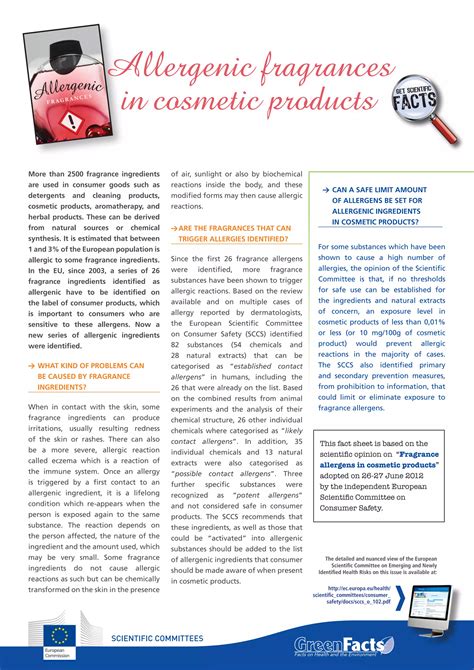 Illustration depicting common allergens in cosmetics, including fragrance components