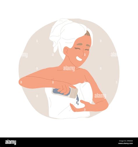 Illustration showing a person applying lotion to damp skin after a shower.