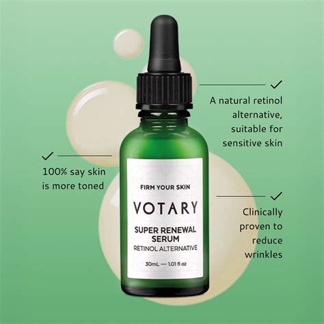 Infographic illustrating the key ingredients of Votary Super Seed Serum and their primary benefits for sensitive skin.