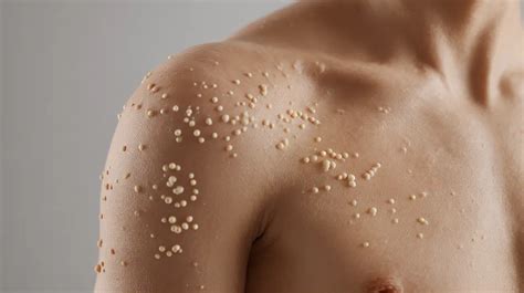 Illustration showing the characteristic small, flat-topped bumps of lichen nitidus on the skin.