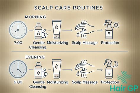 Infographic comparing daily scalp care steps with washing frequency.