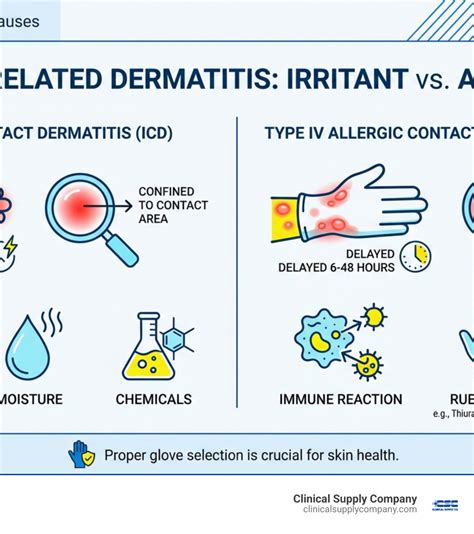 Image comparing irritant and allergic contact dermatitis, showing different types of rashes.