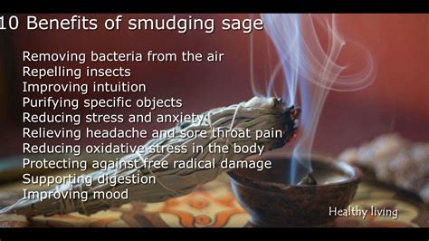 Infographic illustrating the potential benefits of burning sage, including antimicrobial properties, negative ion release, and spiritual enhancement.