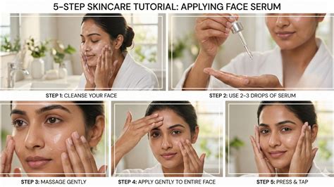 Illustration demonstrating the correct way to apply serum drops to the face.