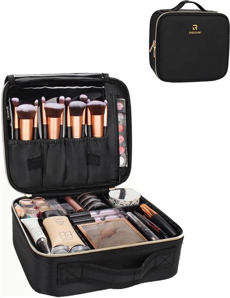 A variety of makeup brush holders, including pouches, upright organizers, and travel cases.