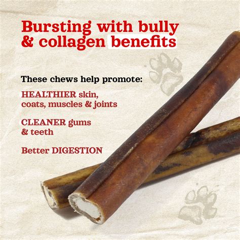 Infographic comparing the benefits of collagen sticks and bully sticks.
