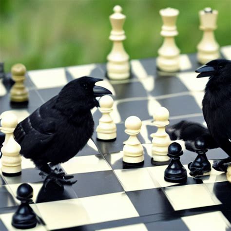A visual representation of a crow playing chess while other animals play checkers.
