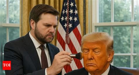AI-generated meme of JD Vance applying makeup to Donald Trump's face, with 