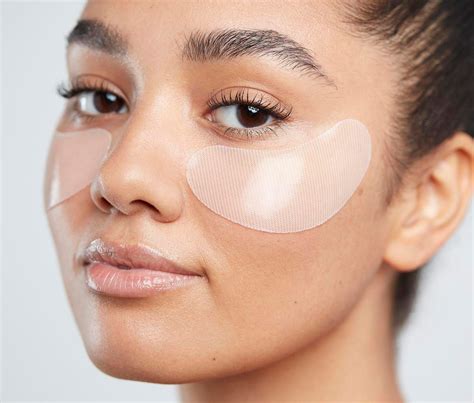 A selection of under-eye patches with various textures and colors.