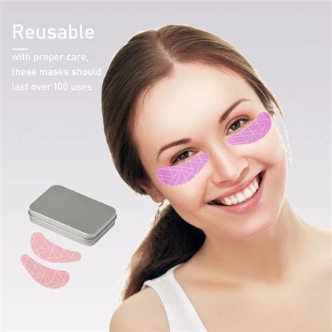 Close-up of reusable silicone under-eye masks.