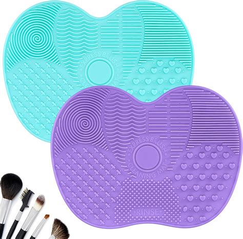 Close-up of a silicone makeup brush cleaning pad with textured surfaces.