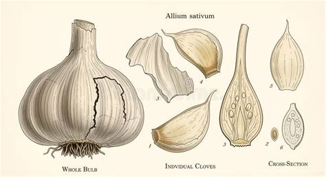 Illustration of a garlic bulb and cloves