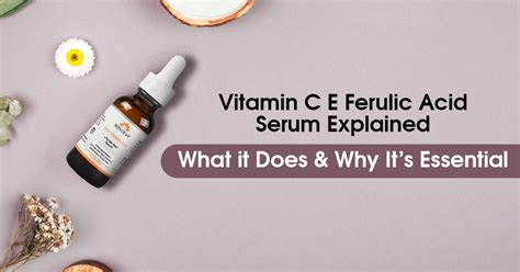 Illustration of Ferulic Acid enhancing the stability and efficacy of Vitamins C and E.