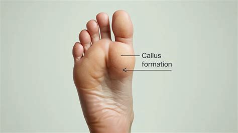 Illustration of a foot with calluses on the heel and ball.