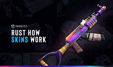 A collage of various rare and expensive Rust skins, showcasing their unique designs and vibrant colors.