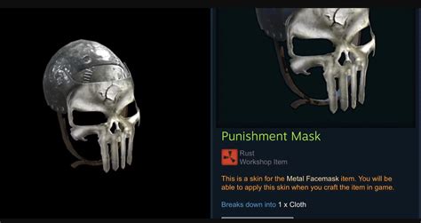Close-up of the Punishment Mask skin for the Metal Facemask, highlighting its dark, menacing design with stark white teeth.