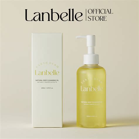 Product packaging of Lanbelle Natural Deep Cleansing Oil, showcasing its transparent bottle and minimal design.