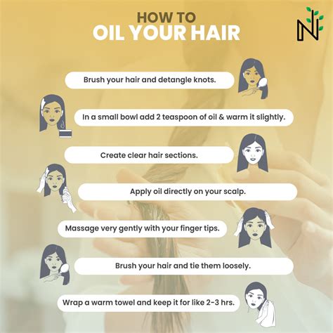 Diagram illustrating the correct way to apply hair oil to the scalp