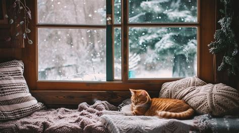 Seasonal graphic depicting a person comfortably recovering indoors during winter, with subtle hints of cosmetic surgery recovery.