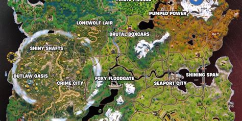Map showing the location of the Ancient Ship and its scattered parts in Fortnite Chapter 2 Season 3.