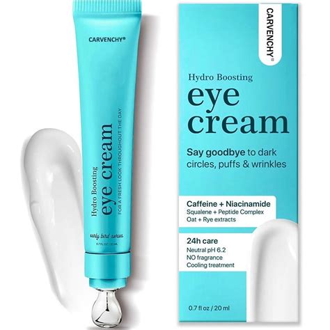 Infographic illustrating key eye cream ingredients and their primary benefits