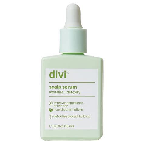 Infographic displaying the key ingredients of Divi Scalp Serum and their benefits
