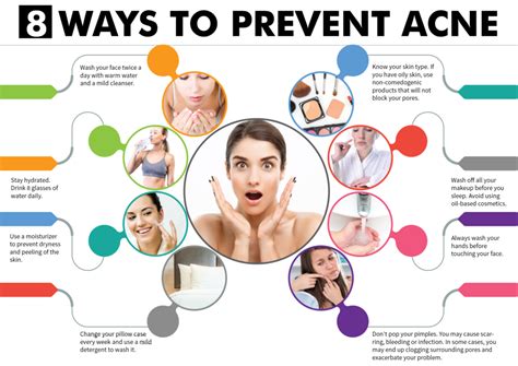 Infographic on tips for preventing acne breakouts.