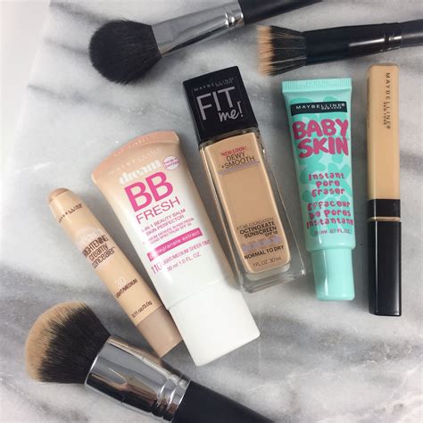 A selection of Believe Beauty face makeup products, including primer, foundation, and concealer.