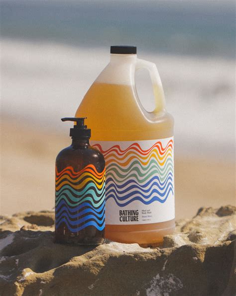 Photo of Bathing Culture body wash bottle with redwood forest background