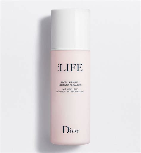 A bottle of Dior Hydra Life Micellar Milk with a subtle, luxurious aesthetic