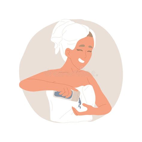 Illustration of a person applying body oil after a shower.