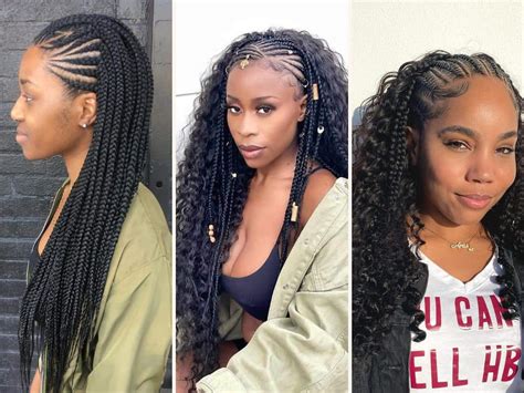 Lupita Nyong'o showcasing a half head of box braids with a central braid