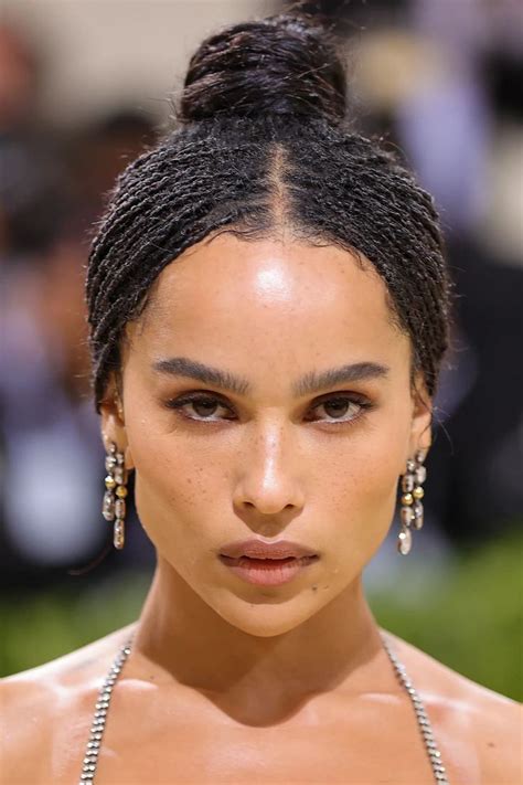 Zoë Kravitz styled in a retro braided beehive